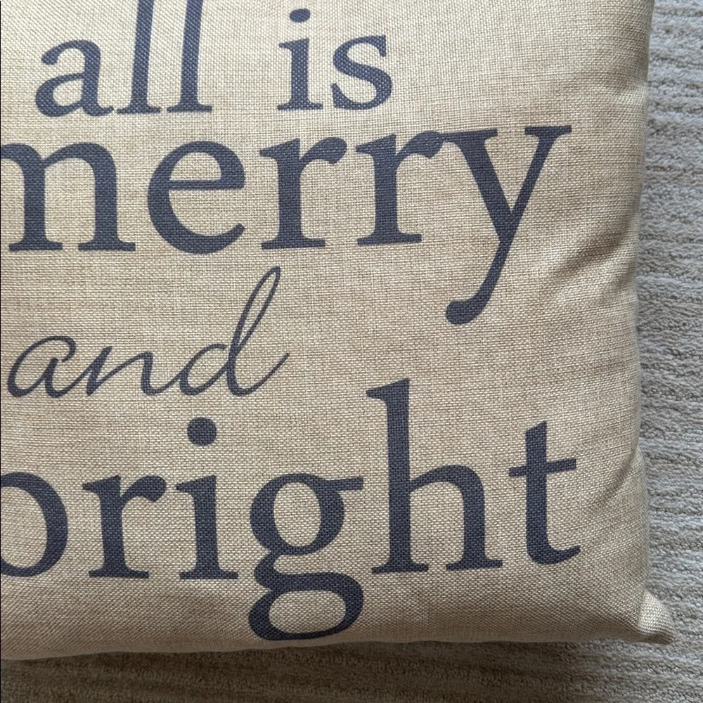 EUC Darice “all is merry and bright” Holiday Pillow Cover and Pillow Form 17”